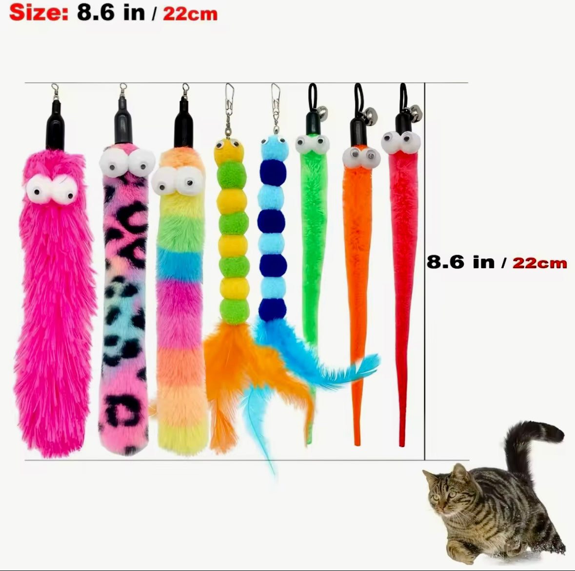 Cat Toy Wand with 8 Toy Attachments - Illawarra Cat Rescue Support Shop