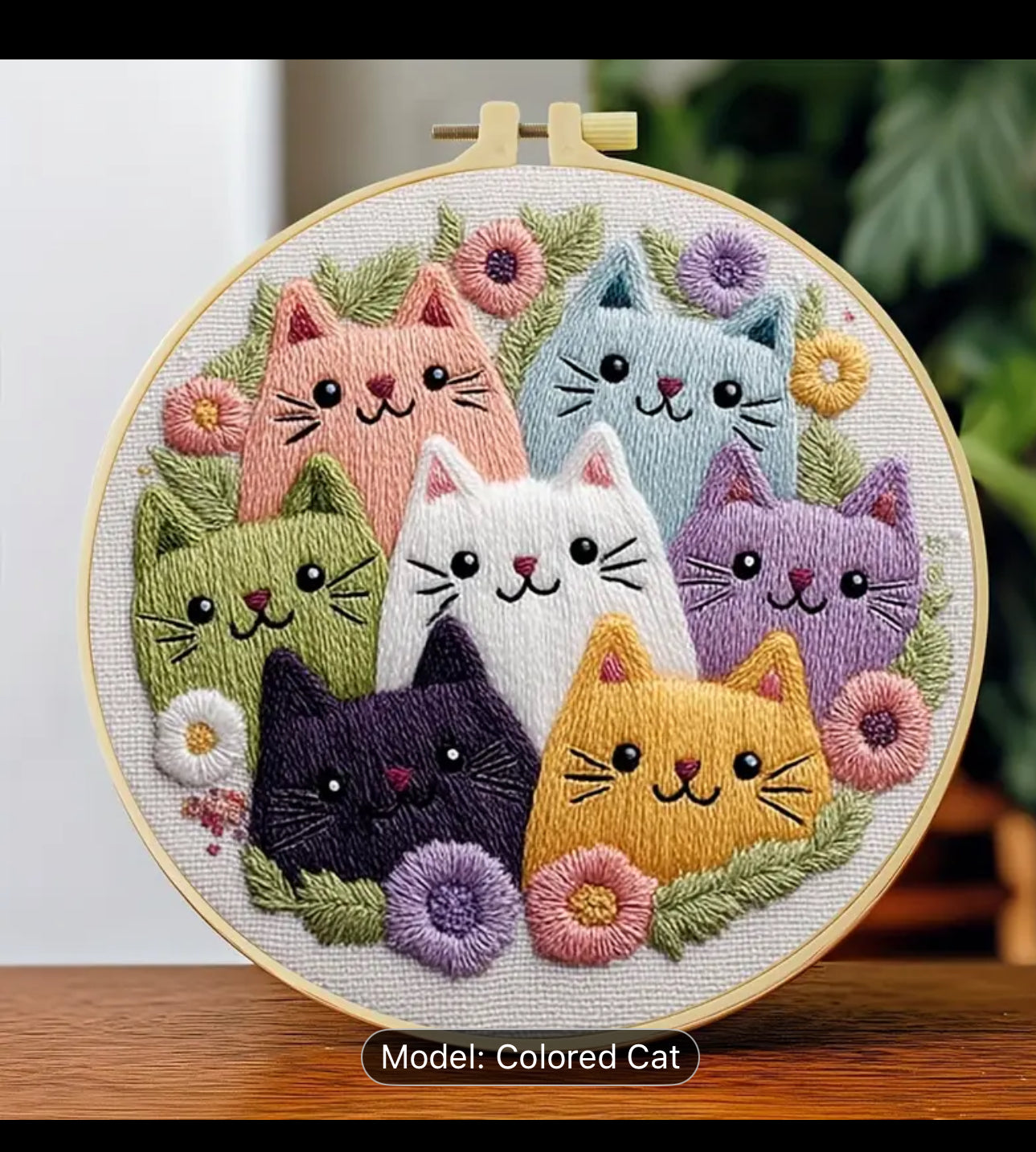 Handmade DIY Cat Themed Embroidery Kit