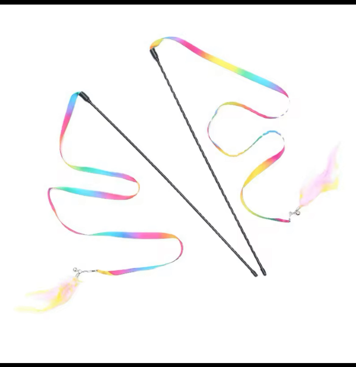 Feather and Satin, Ribbon and Bell Cat Stick - Illawarra Cat Rescue Support Shop