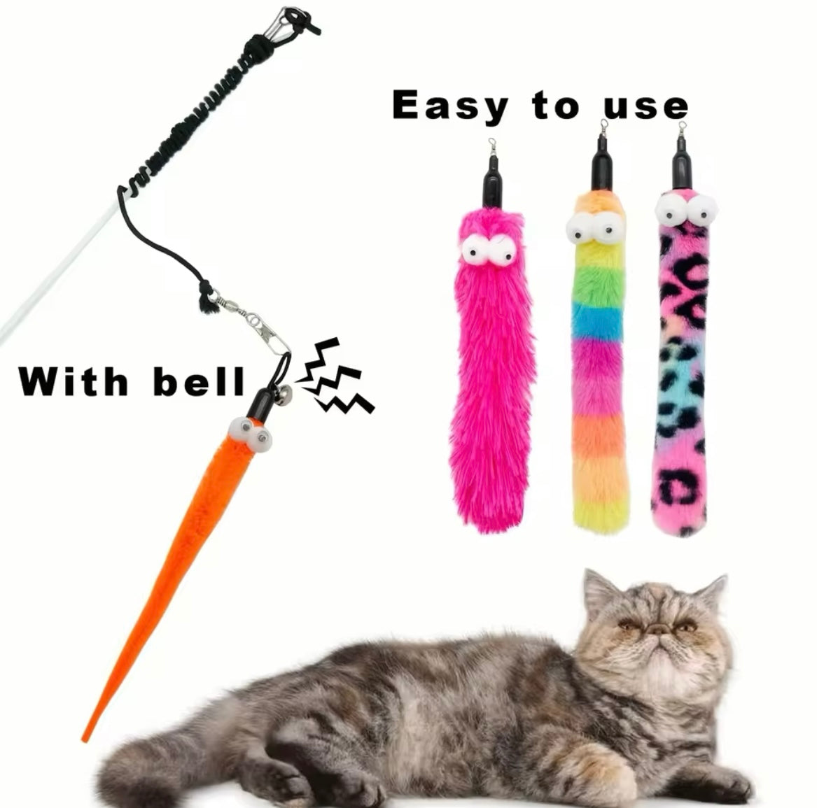 Cat Toy Wand with 8 Toy Attachments - Illawarra Cat Rescue Support Shop