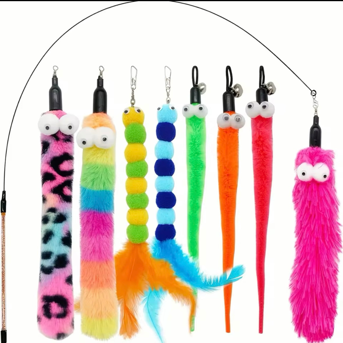 Cat Toy Wand with 8 Toy Attachments - Illawarra Cat Rescue Support Shop