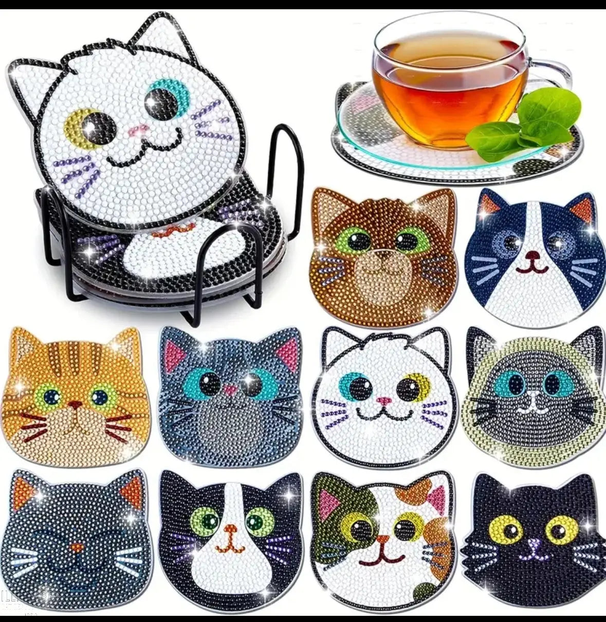 10pcs Diamond Painting Coasters Set - Cat Theme Illawarra Cat Rescue Support Shop