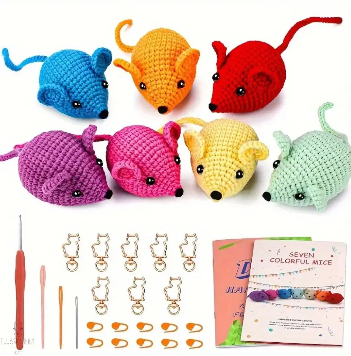 7pcs Cat Toy Crochet Knitting Kit - Mice Illawarra Cat Rescue Support Shop