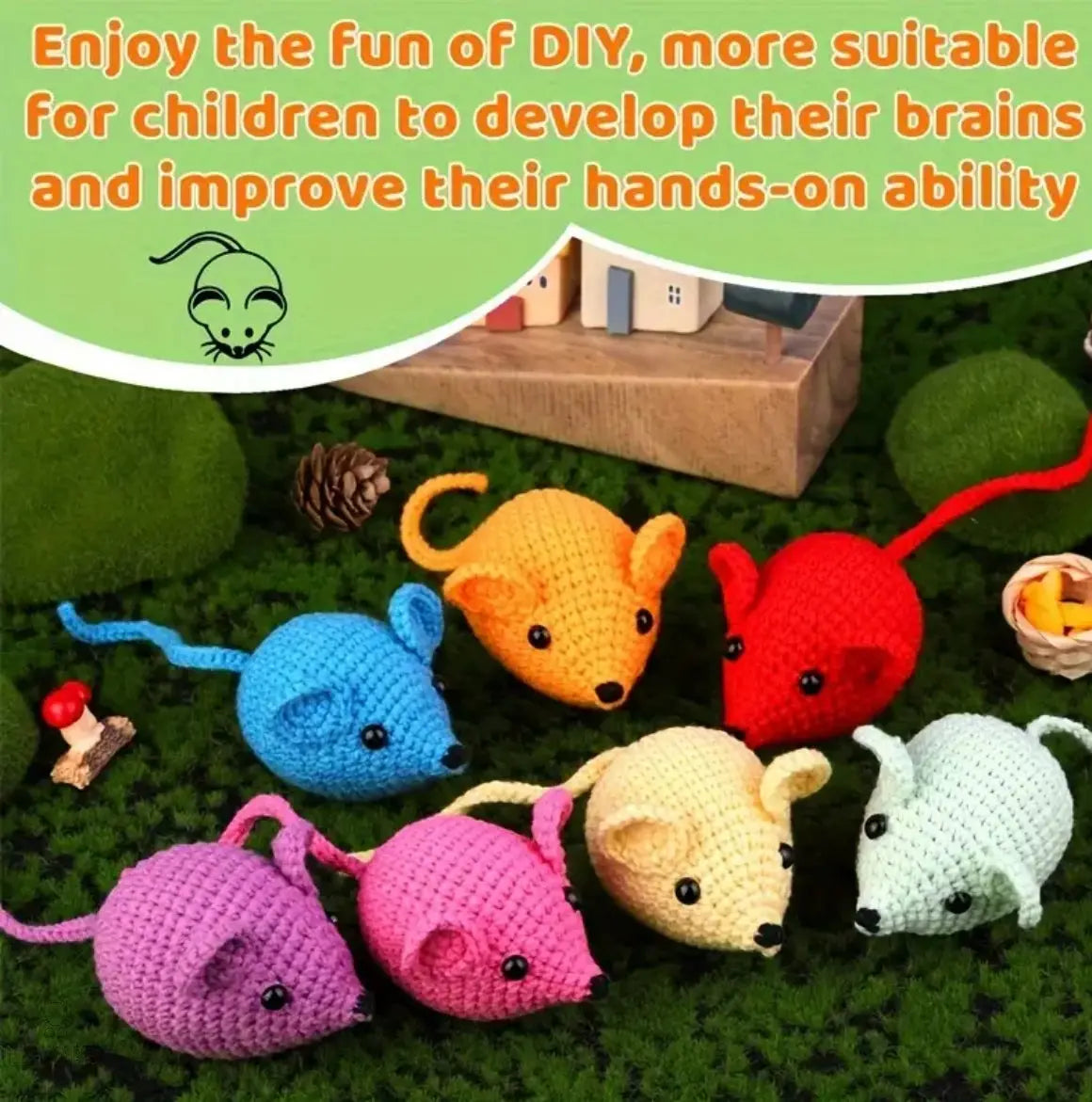 7pcs Cat Toy Crochet Knitting Kit - Mice Illawarra Cat Rescue Support Shop