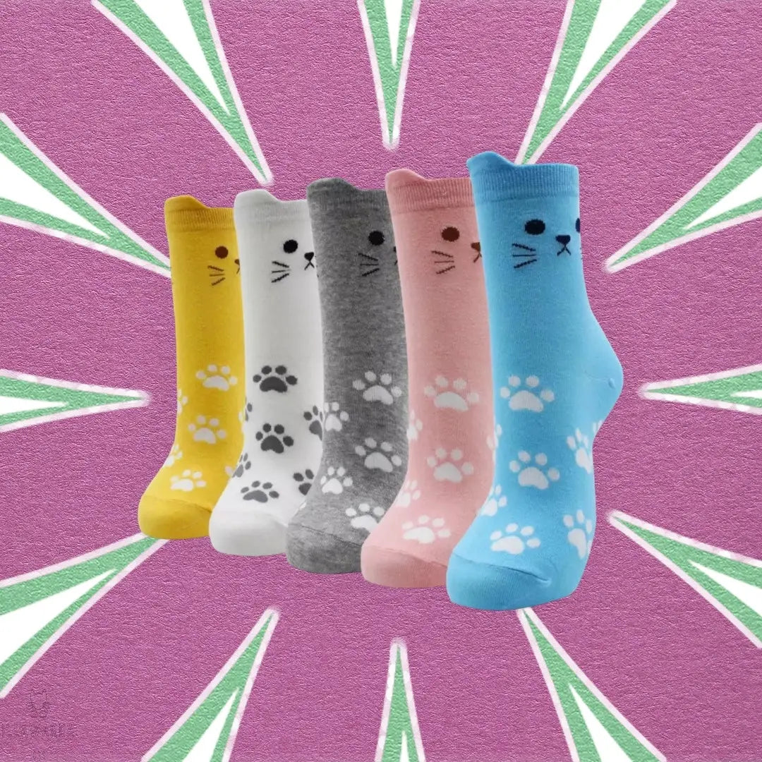 Cat Themed Socks Aus (Size 6-9) Stretch Illawarra Cat Rescue Support Shop