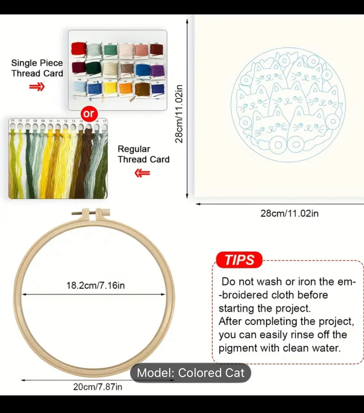 Handmade DIY Cat Themed Embroidery Kit