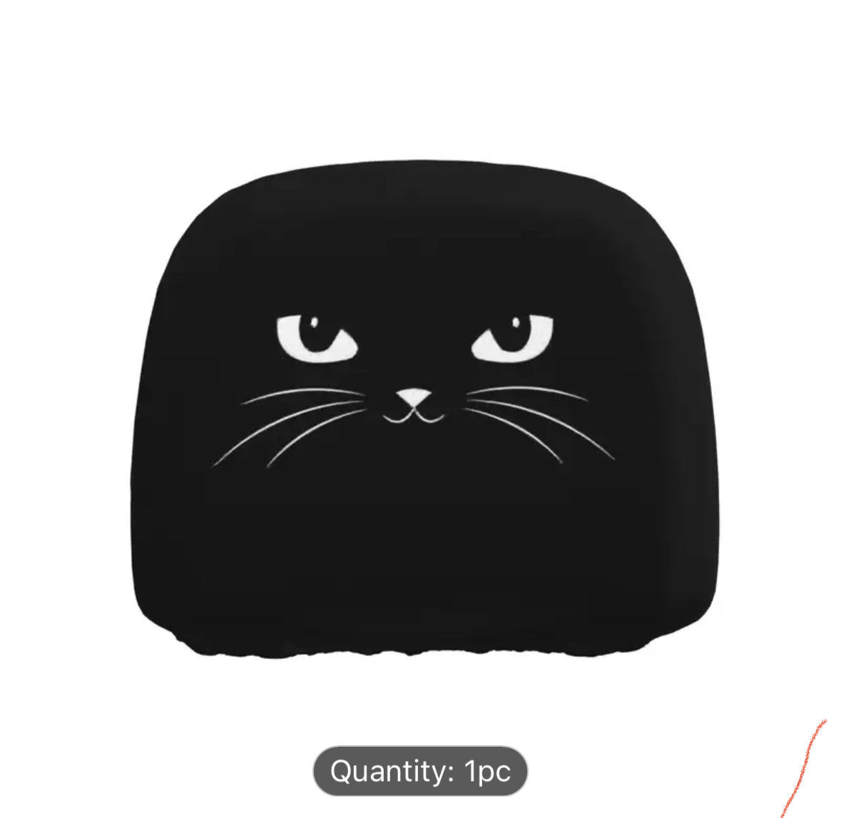 1pc Cartoon Black Cat Car Seat Headrest Cover,