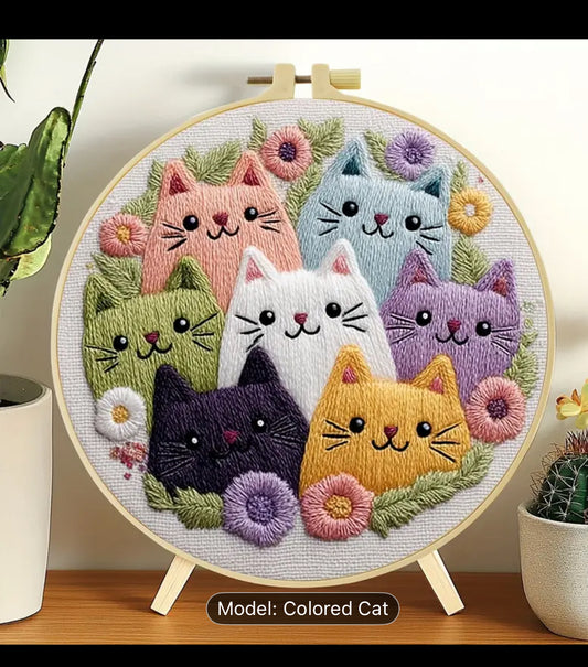 Handmade DIY Cat Themed Embroidery Kit