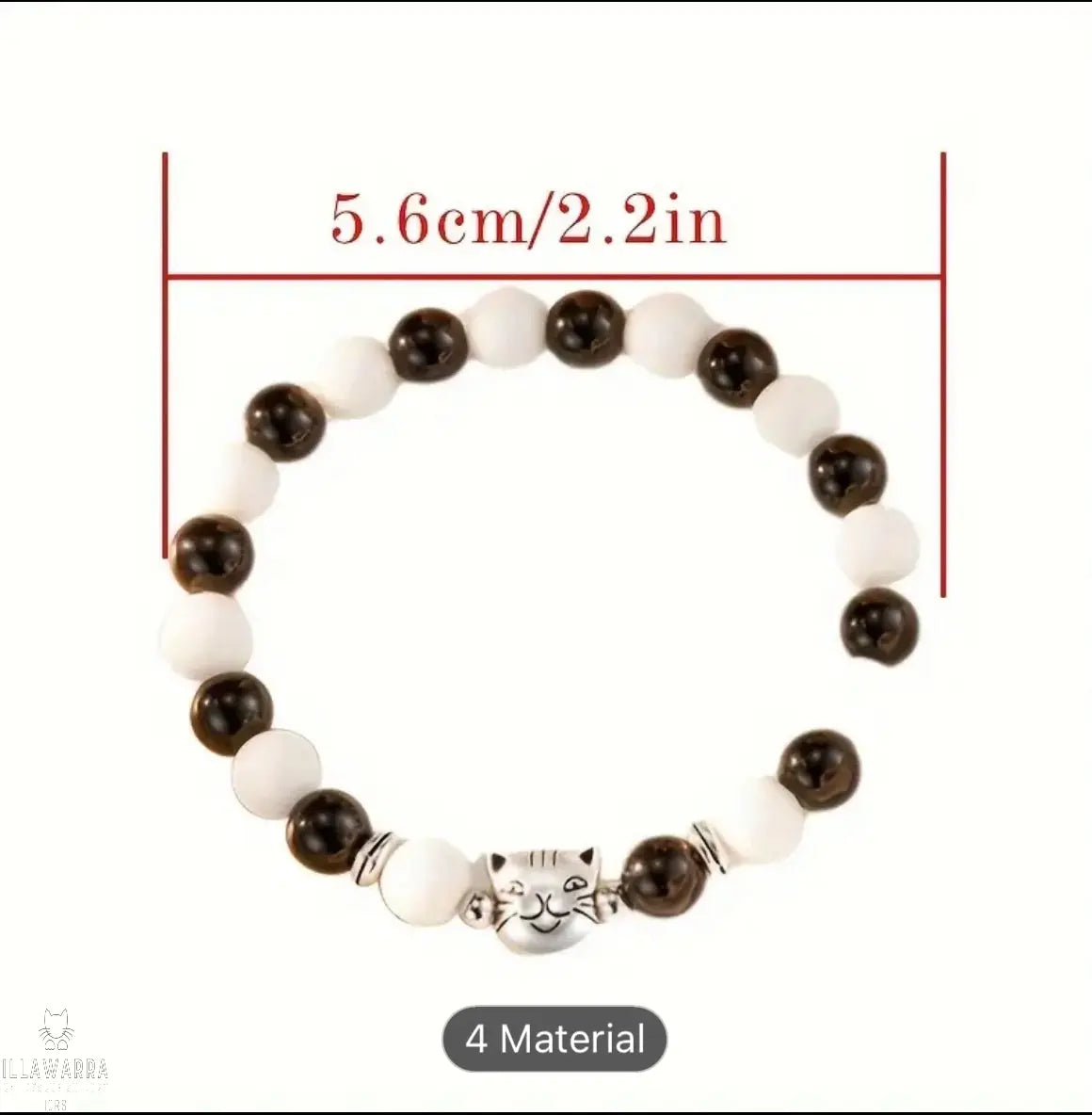 Natural Stone Cat Style Bracelet, Cute Cat Beaded Stretch Jewelry, Illawarra Cat Rescue Support Shop