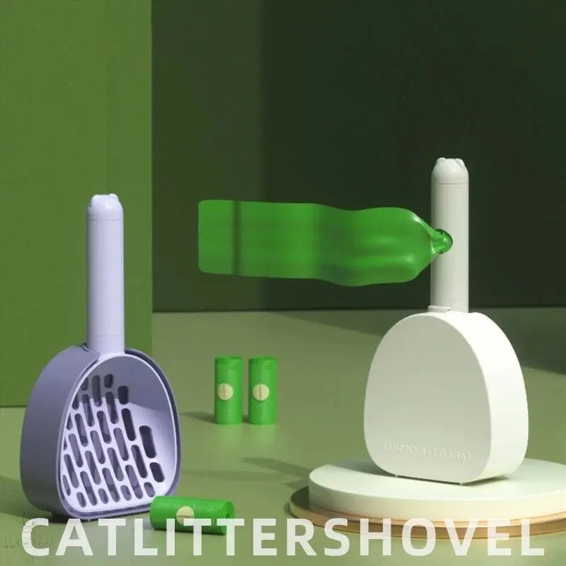 Portable Cat Litter Shovel Set - White With Base Illawarra Cat Rescue Support Shop