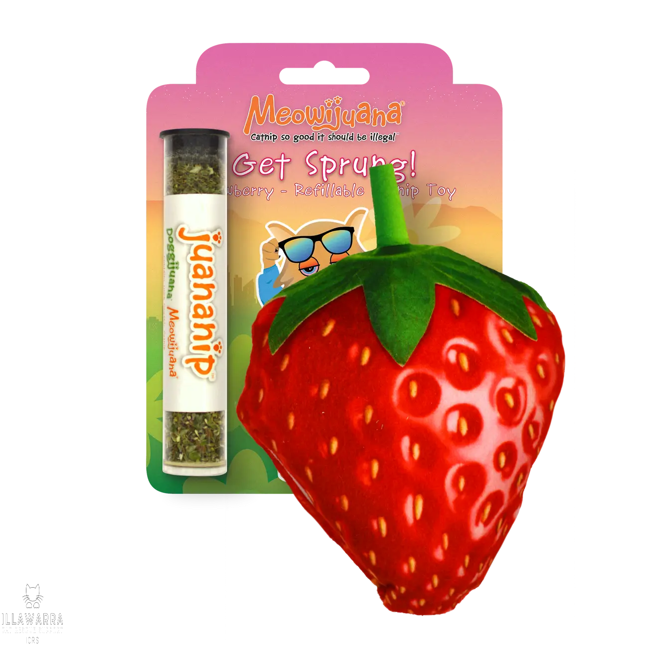 REDUCED - Get Sprung Catnip Refillable Strawberry Cat Toy Meowijuana